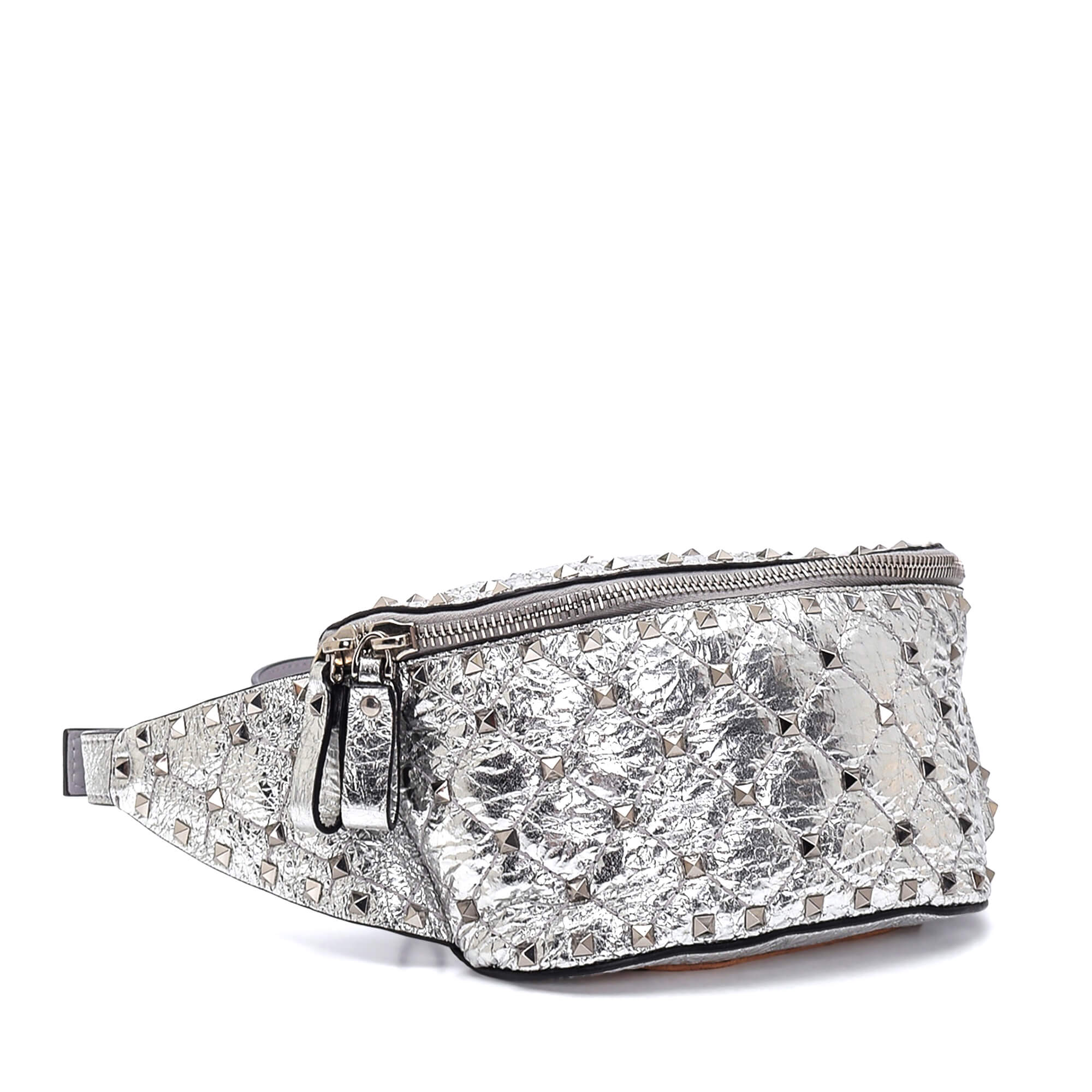 Valentino - Metallic Silver Rocktud Spike Belt Bag